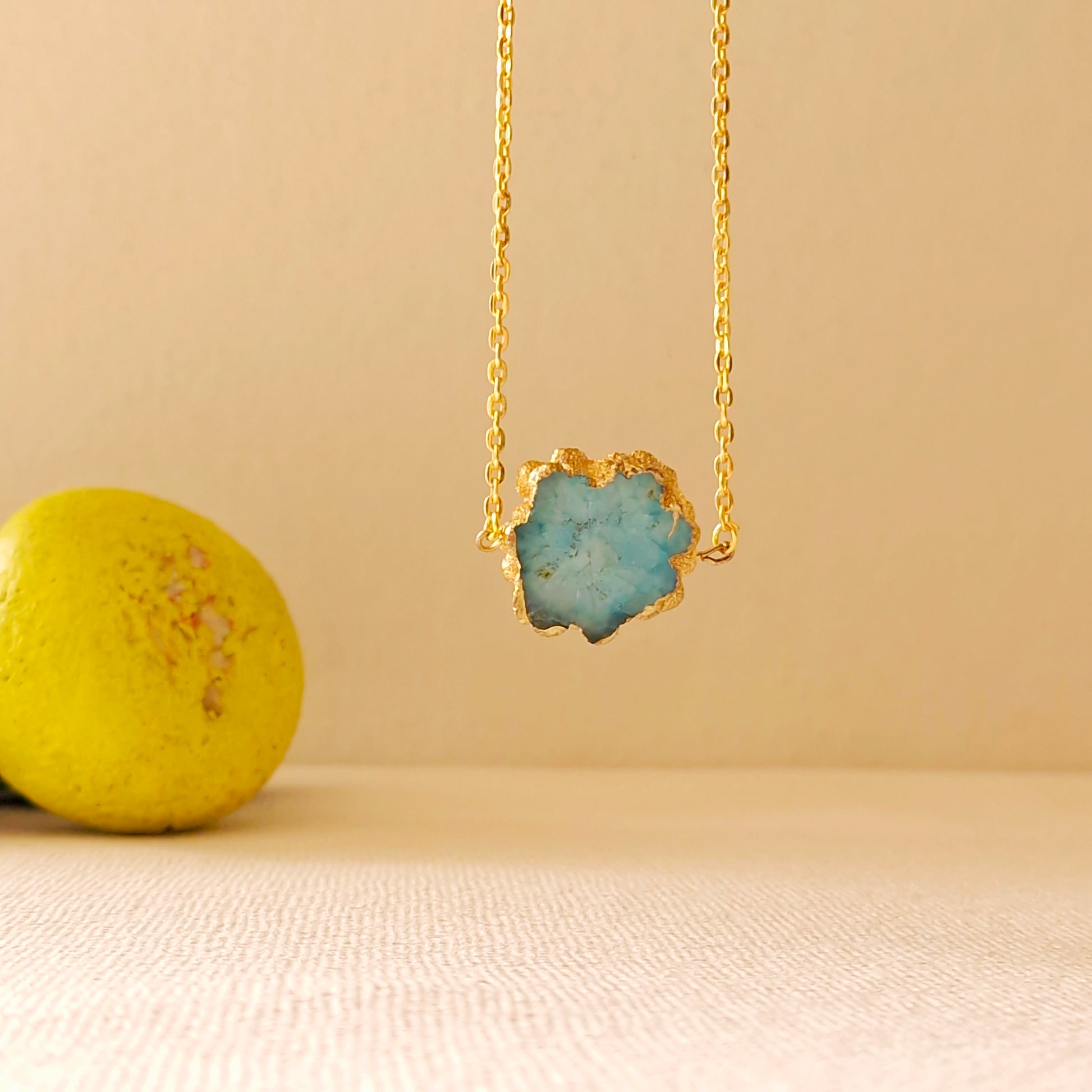 Teal druzy quartz necklace