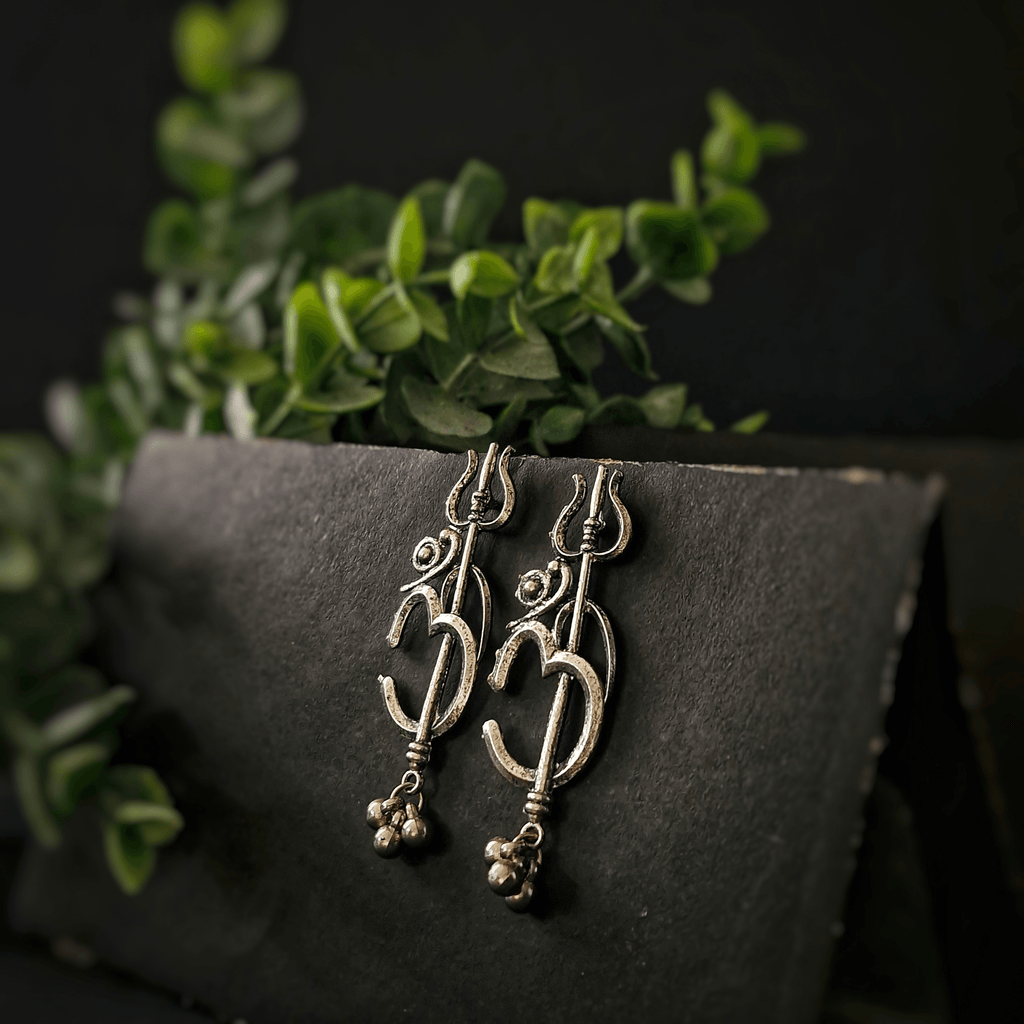 Om Trishul Earrings - Rubinoo