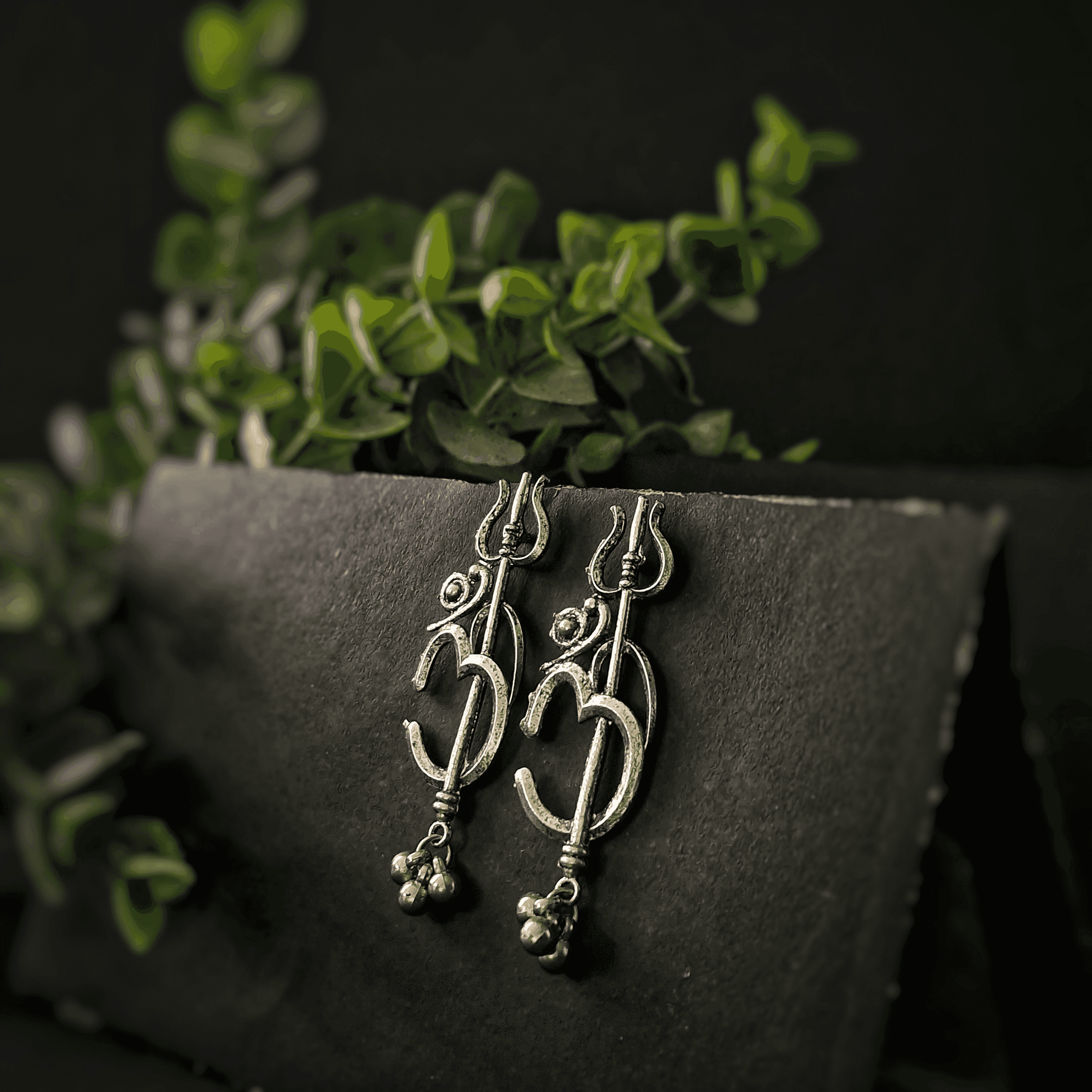 Om Trishul Earrings - Rubinoo