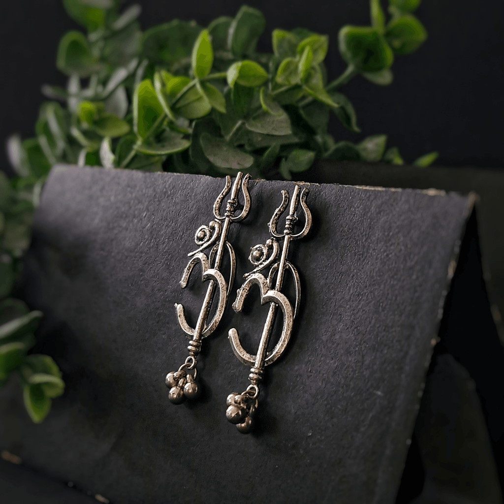 Om Trishul Earrings - Rubinoo