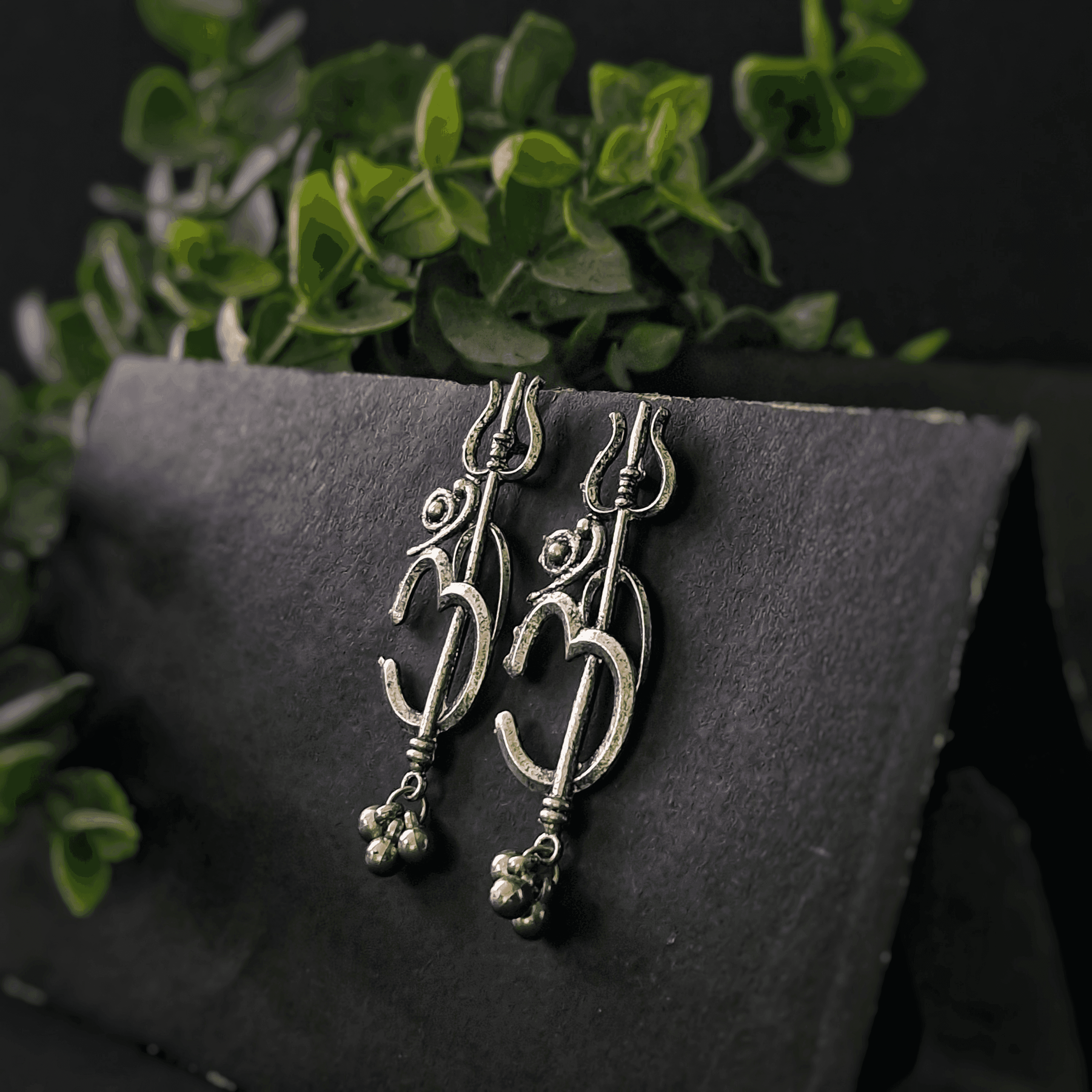 Om Trishul Earrings - Rubinoo