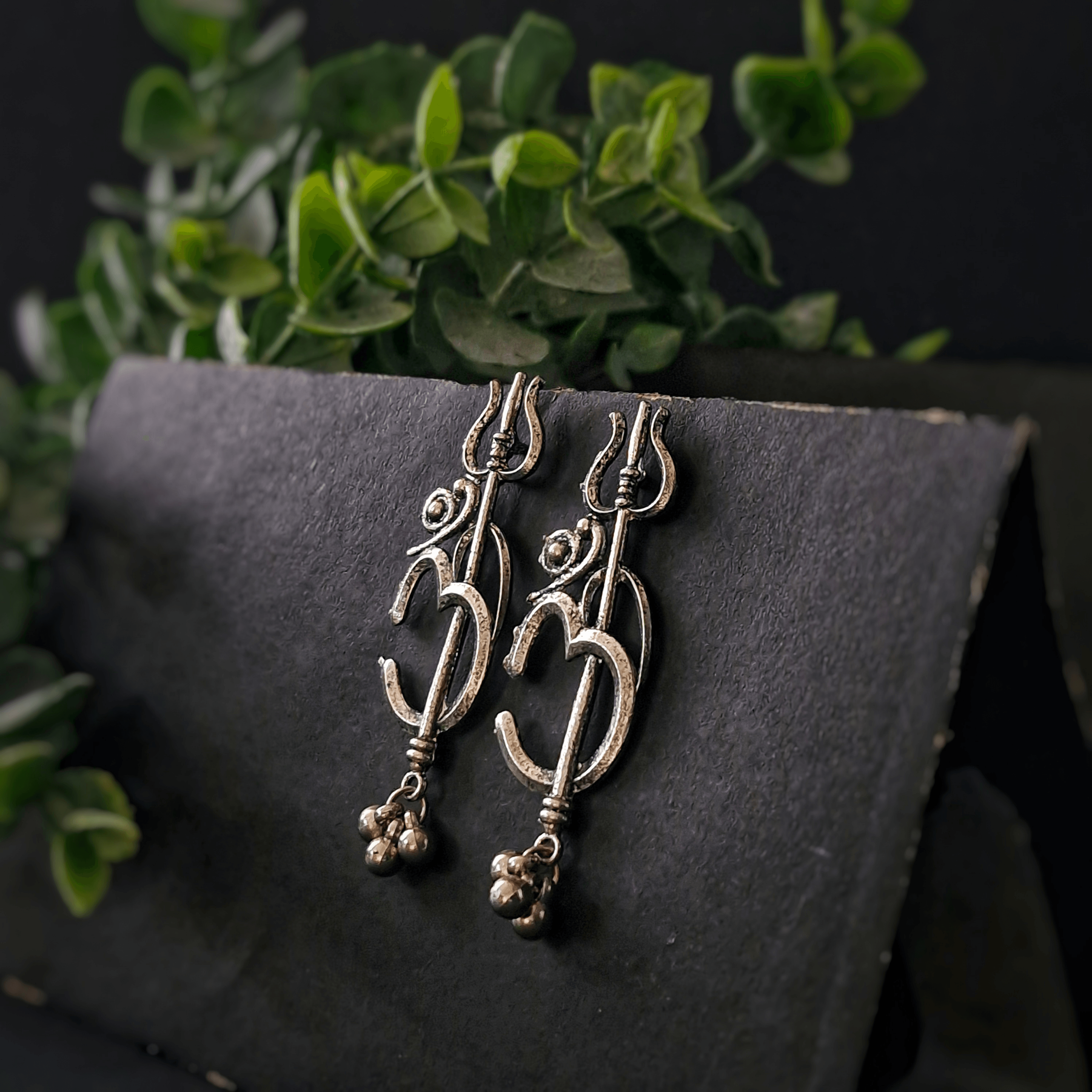 Om Trishul Earrings - Rubinoo