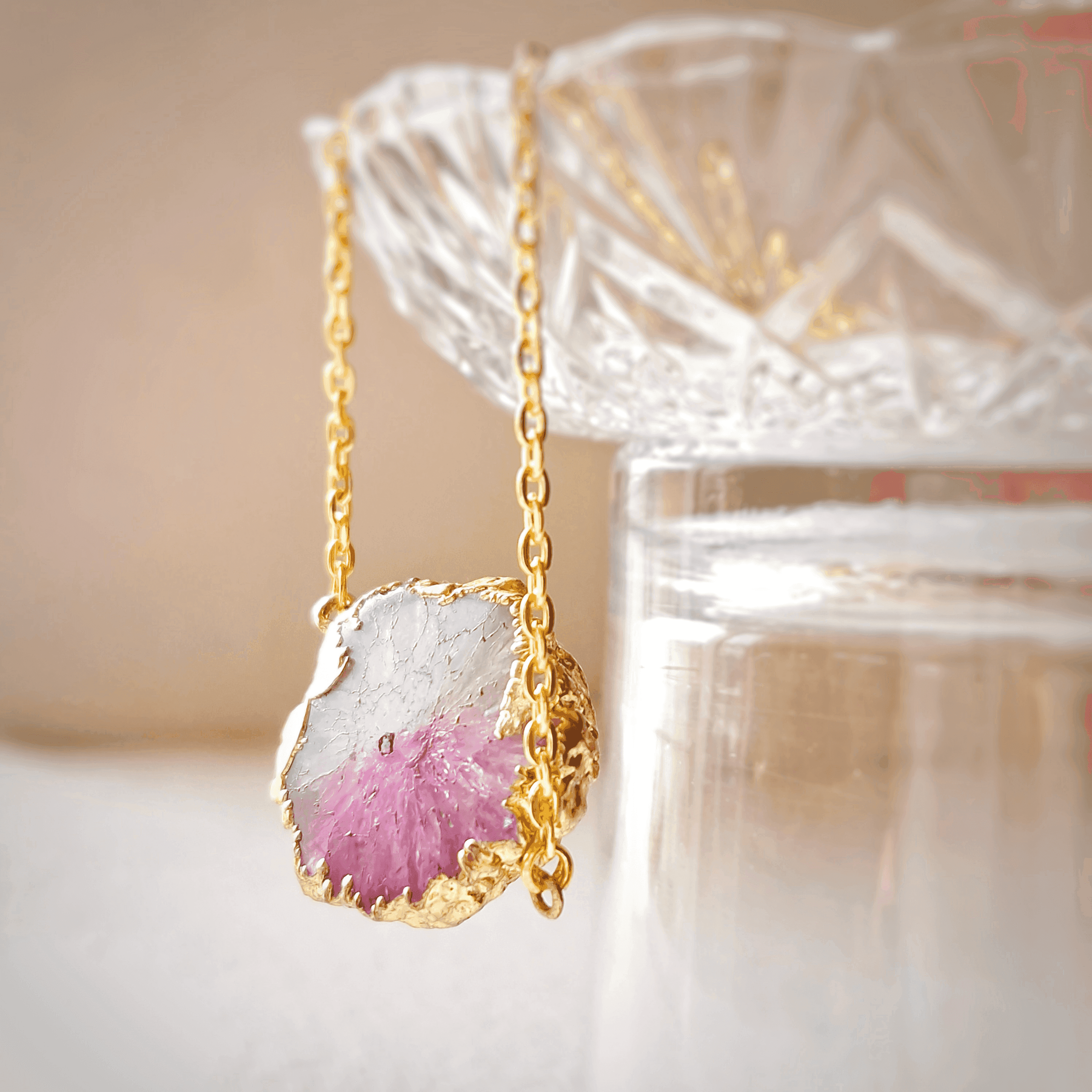 Dual Druzy Crystal Pendant - Rubinoo