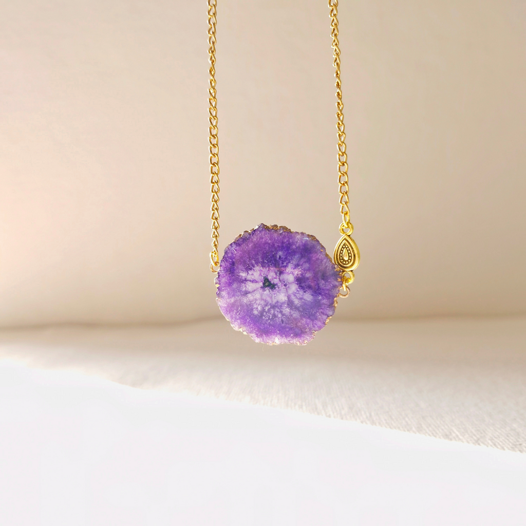 Elle druzy quartz charm necklace