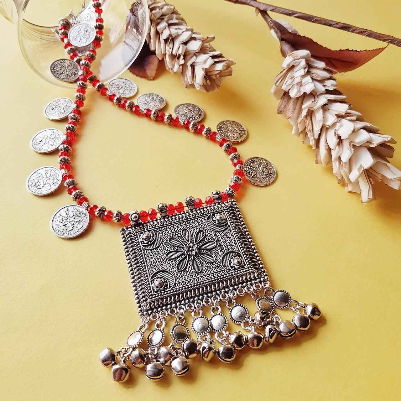 Veda Silver Brass Necklace - Rubinoo