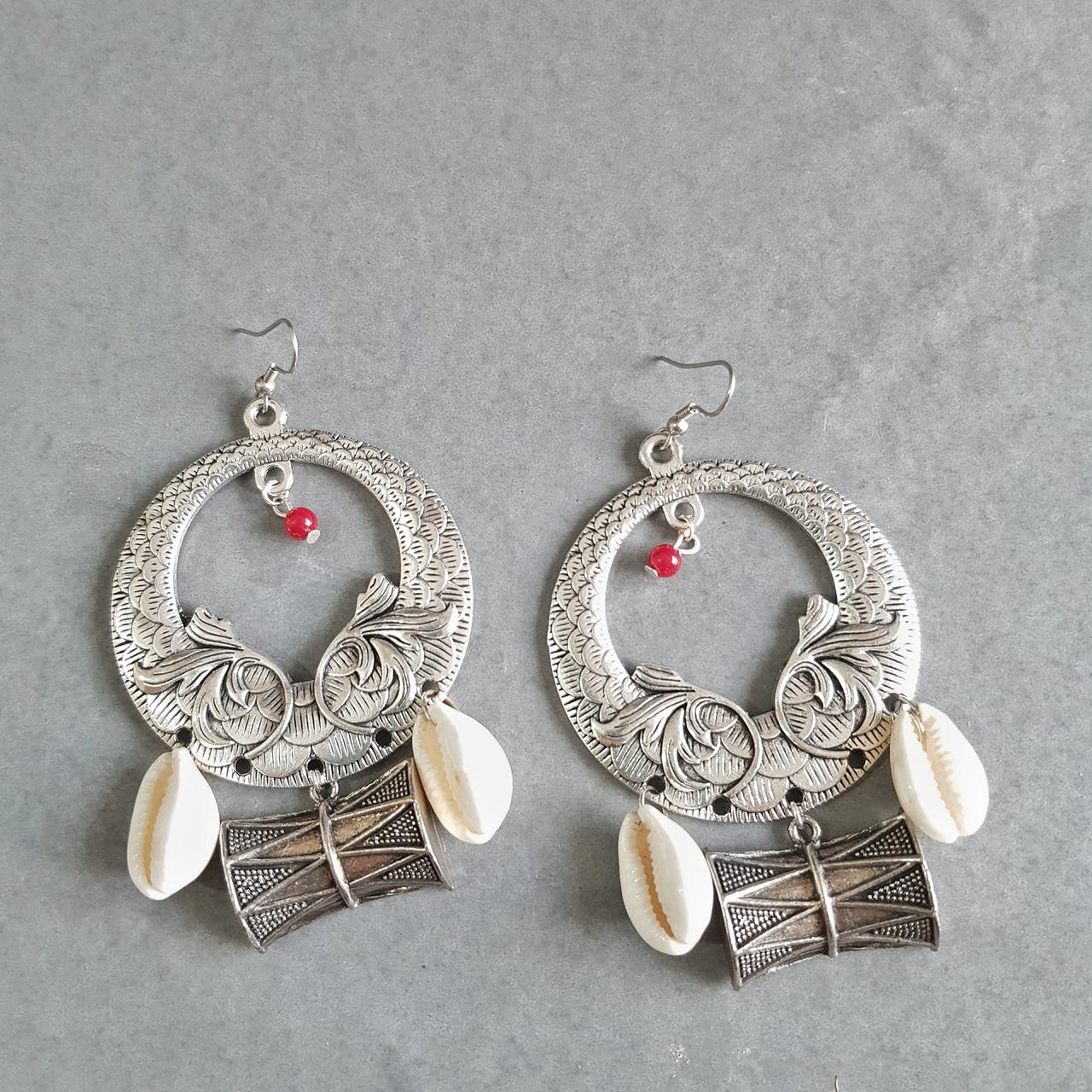 Dholika Cowrie Tribal Earrings