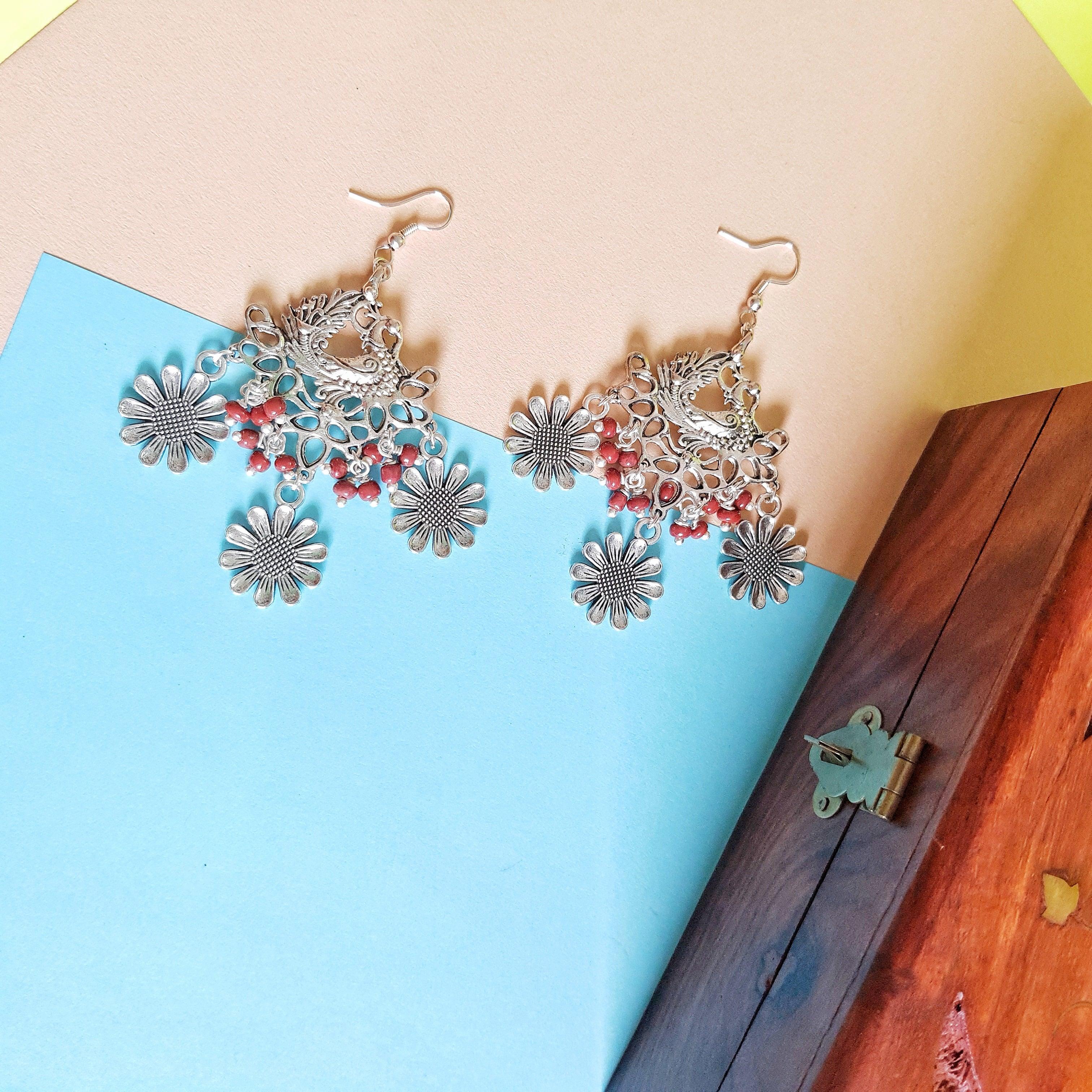 Mayurika Oxidized Earrings - Rubinoo