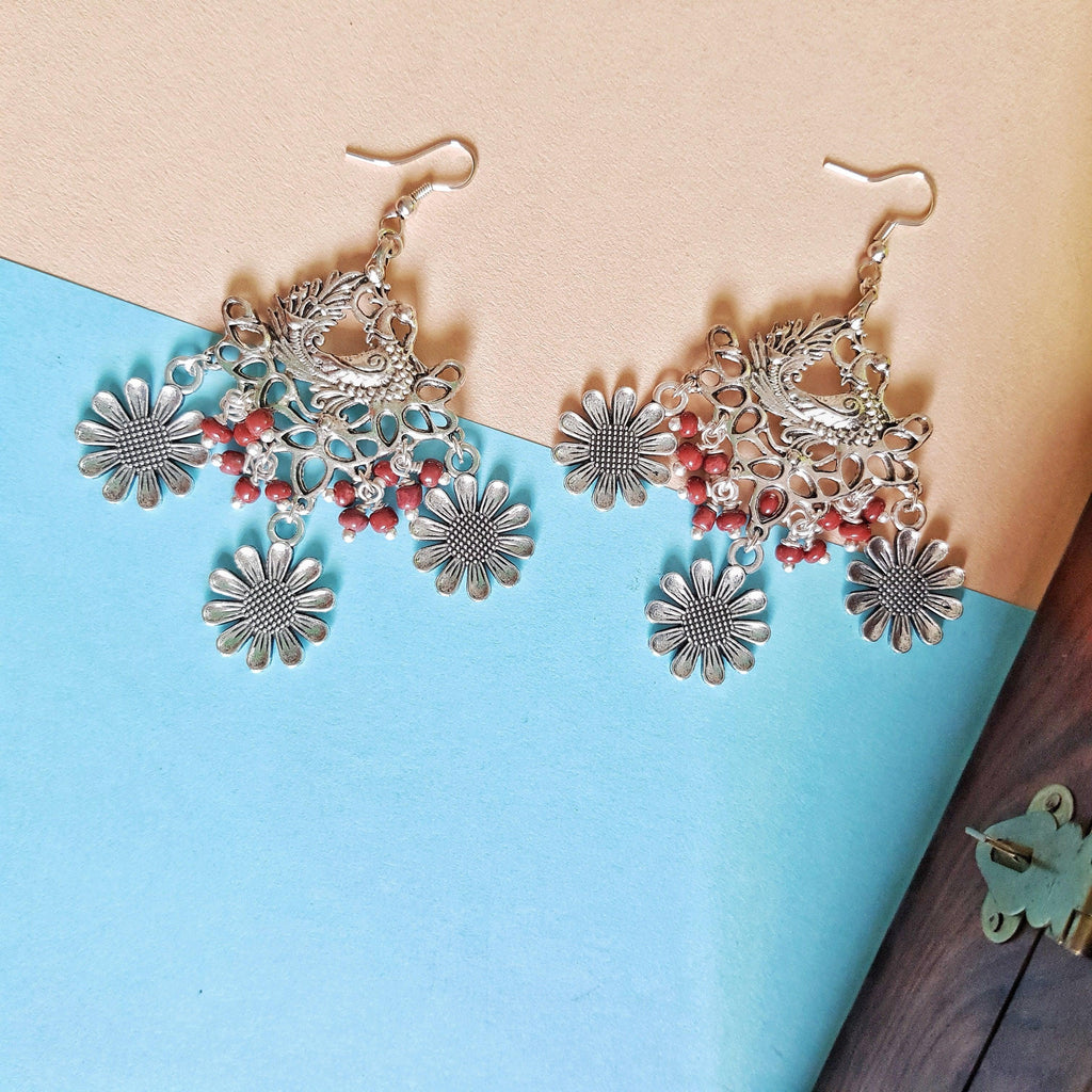 Mayurika Oxidized Earrings - Rubinoo