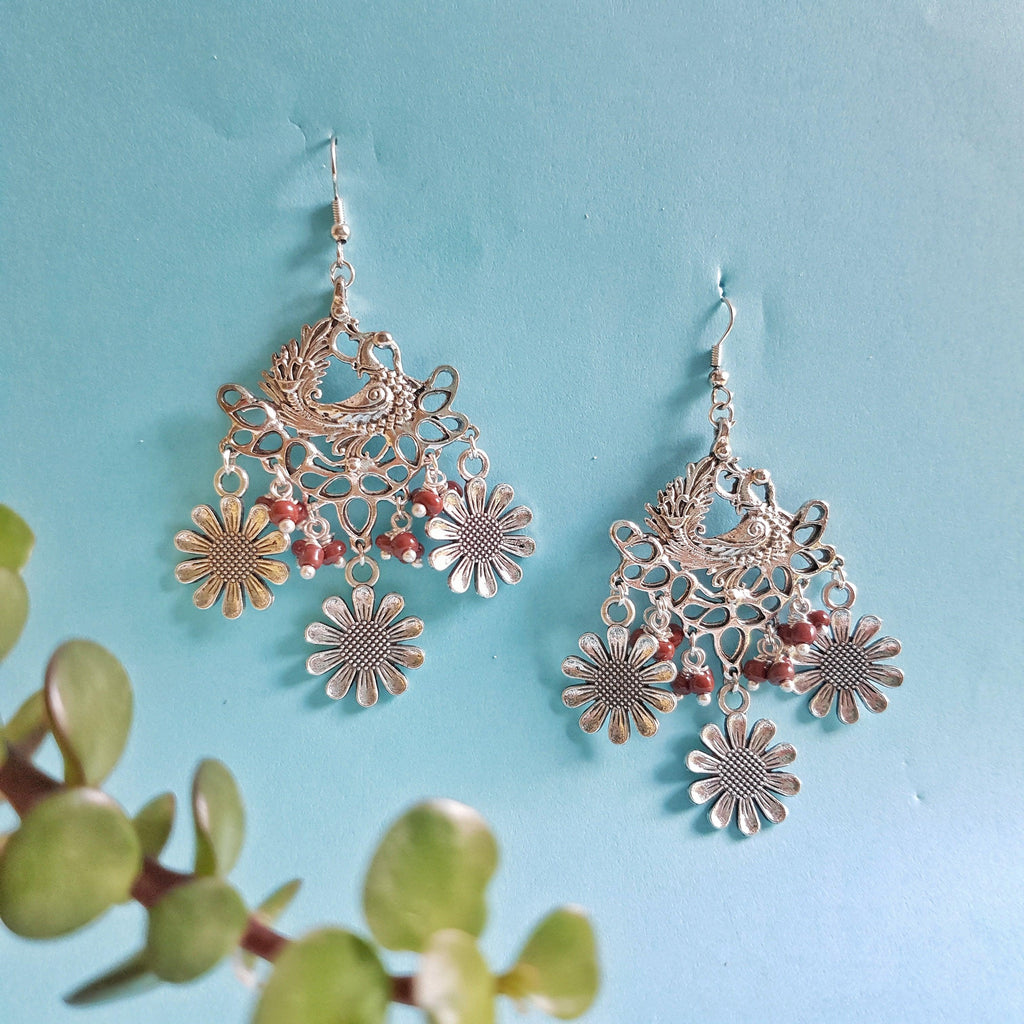 Mayurika Oxidized Earrings - Rubinoo