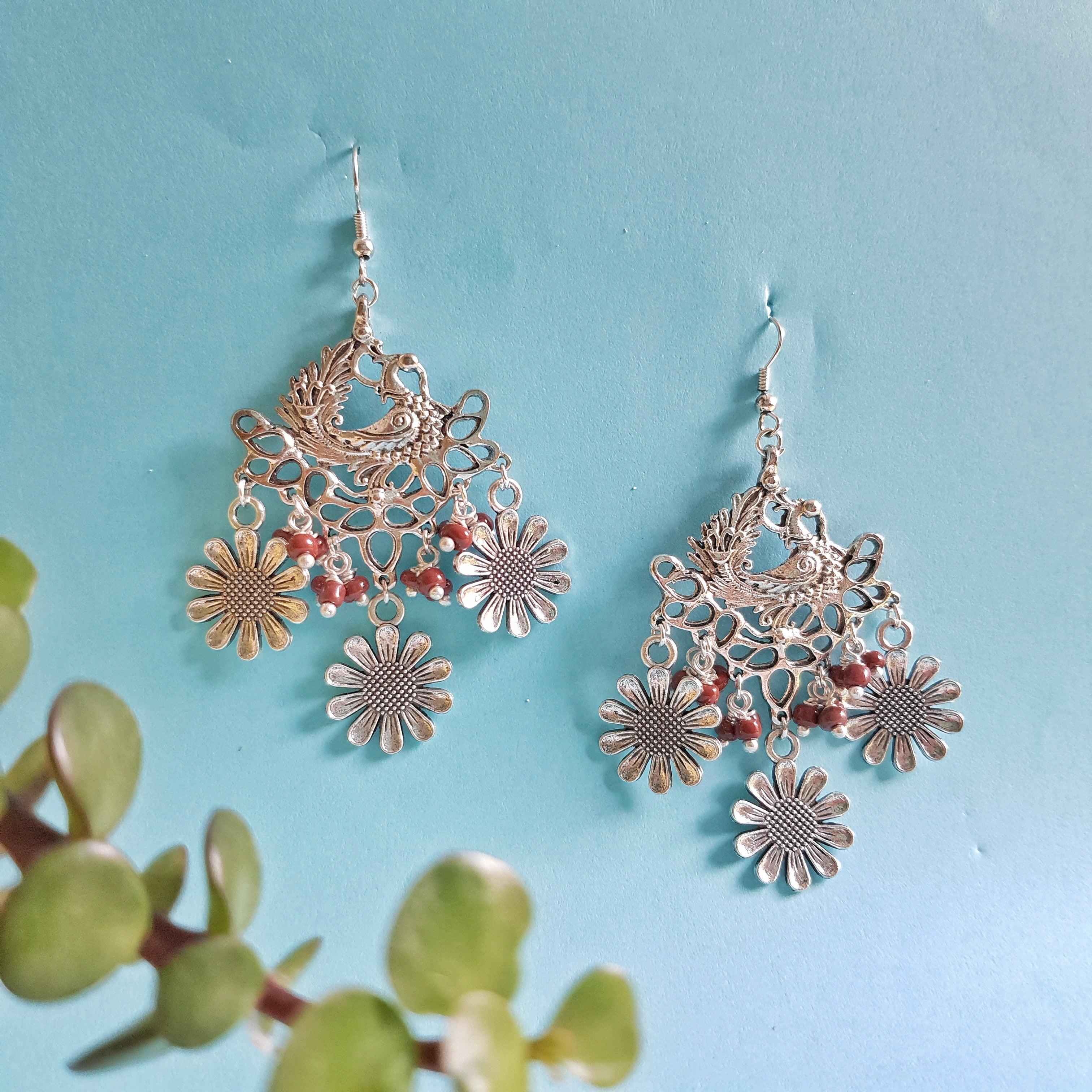Mayurika Oxidized Earrings - Rubinoo