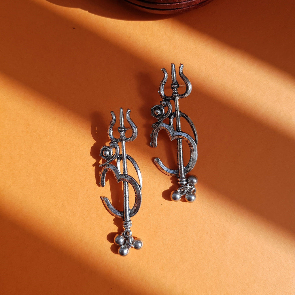 Om Trishul Earrings - Rubinoo