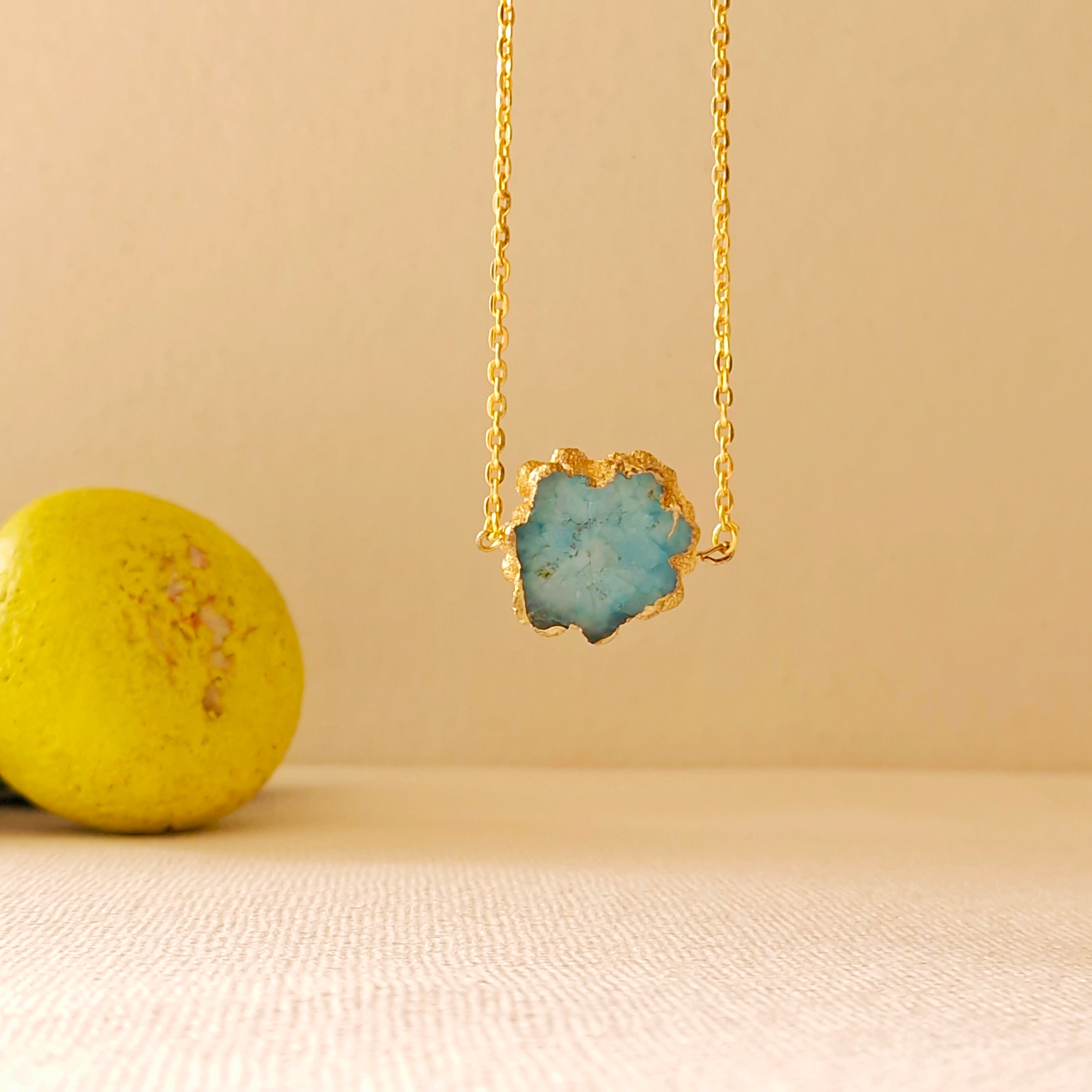 Teal druzy quartz necklace