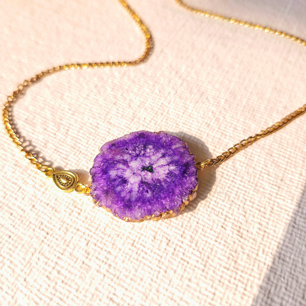 Elle druzy quartz charm necklace