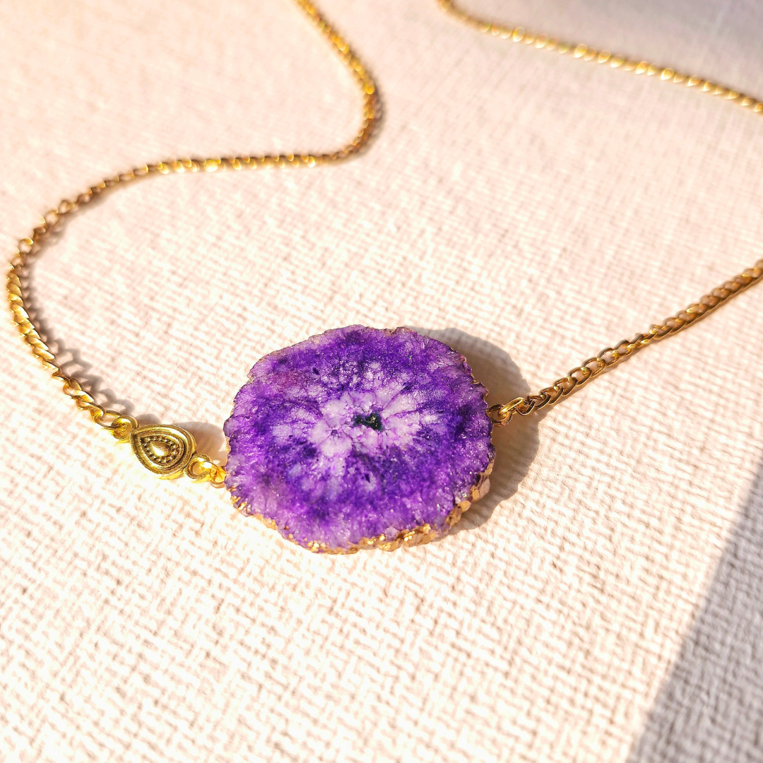 Elle druzy quartz charm necklace
