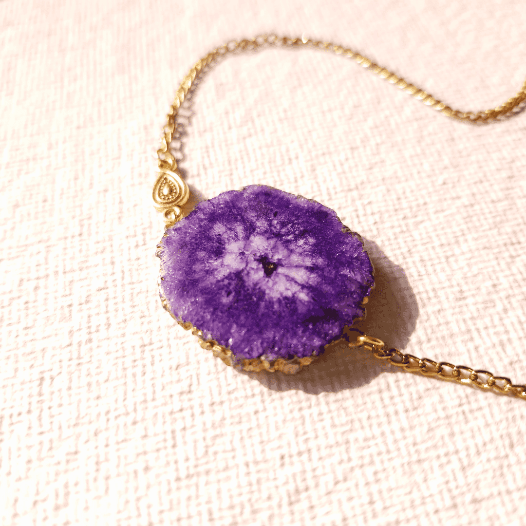 Elle druzy quartz charm necklace - Rubinoo