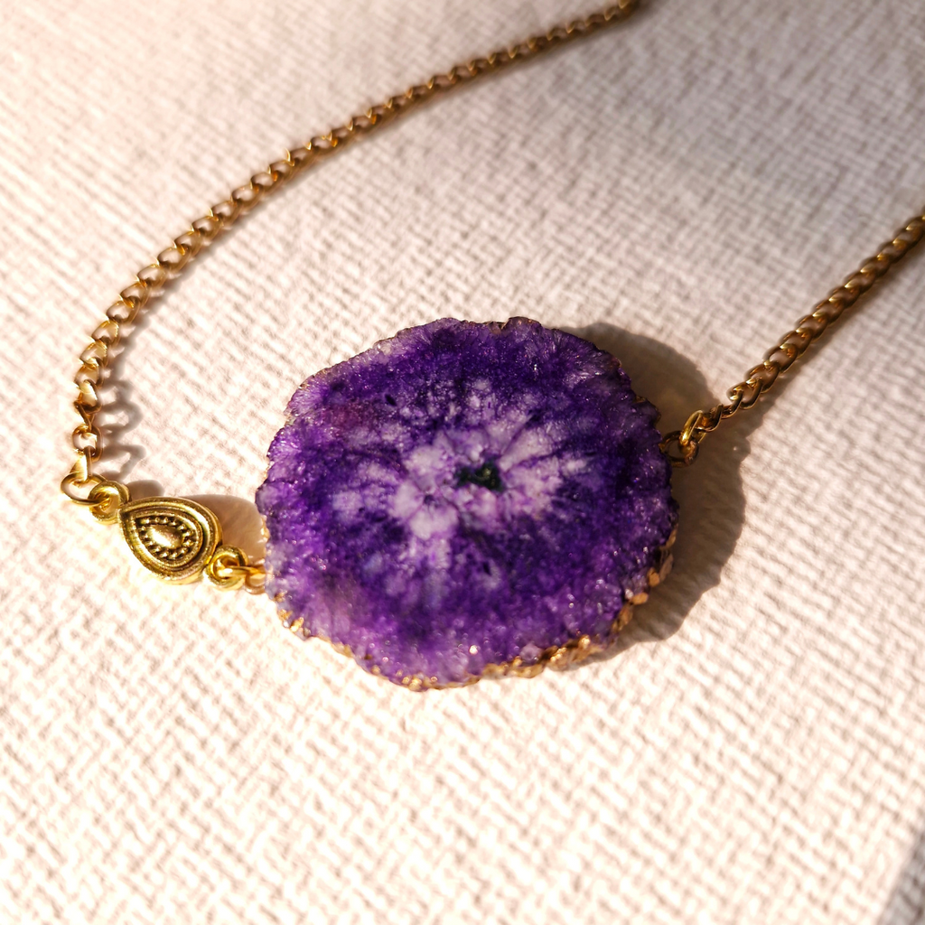 Elle druzy quartz charm necklace