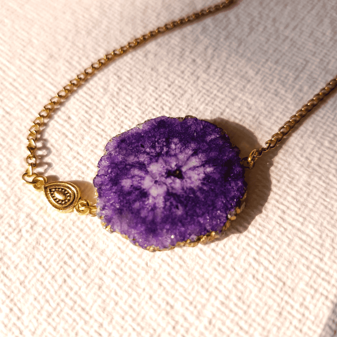 Elle druzy quartz charm necklace - Rubinoo