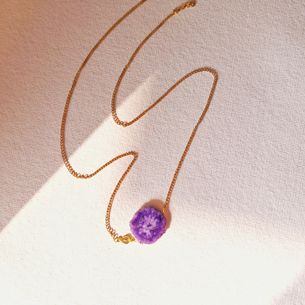 Elle druzy quartz charm necklace