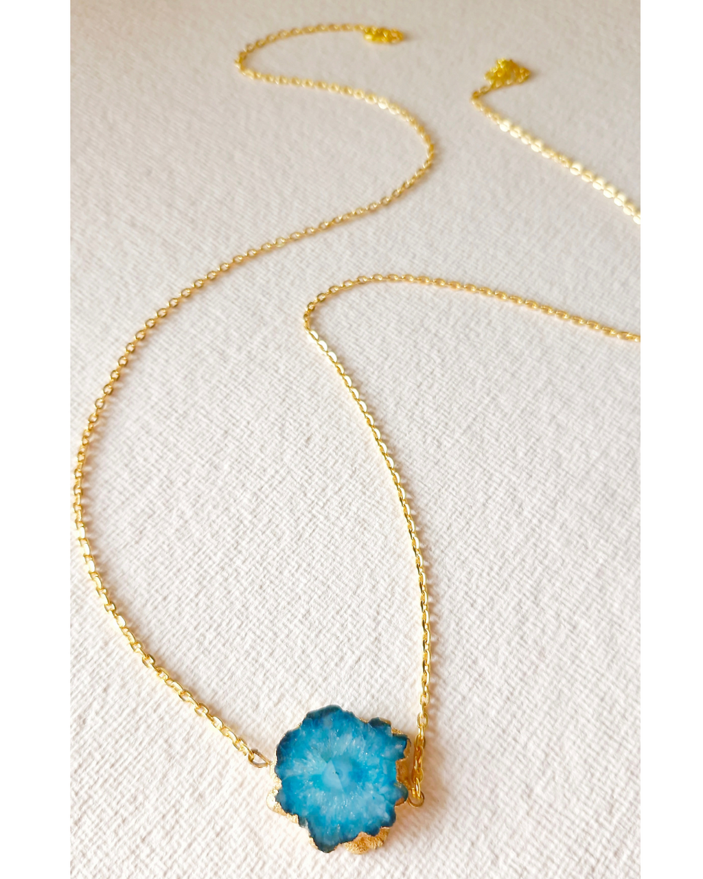 Teal druzy quartz necklace