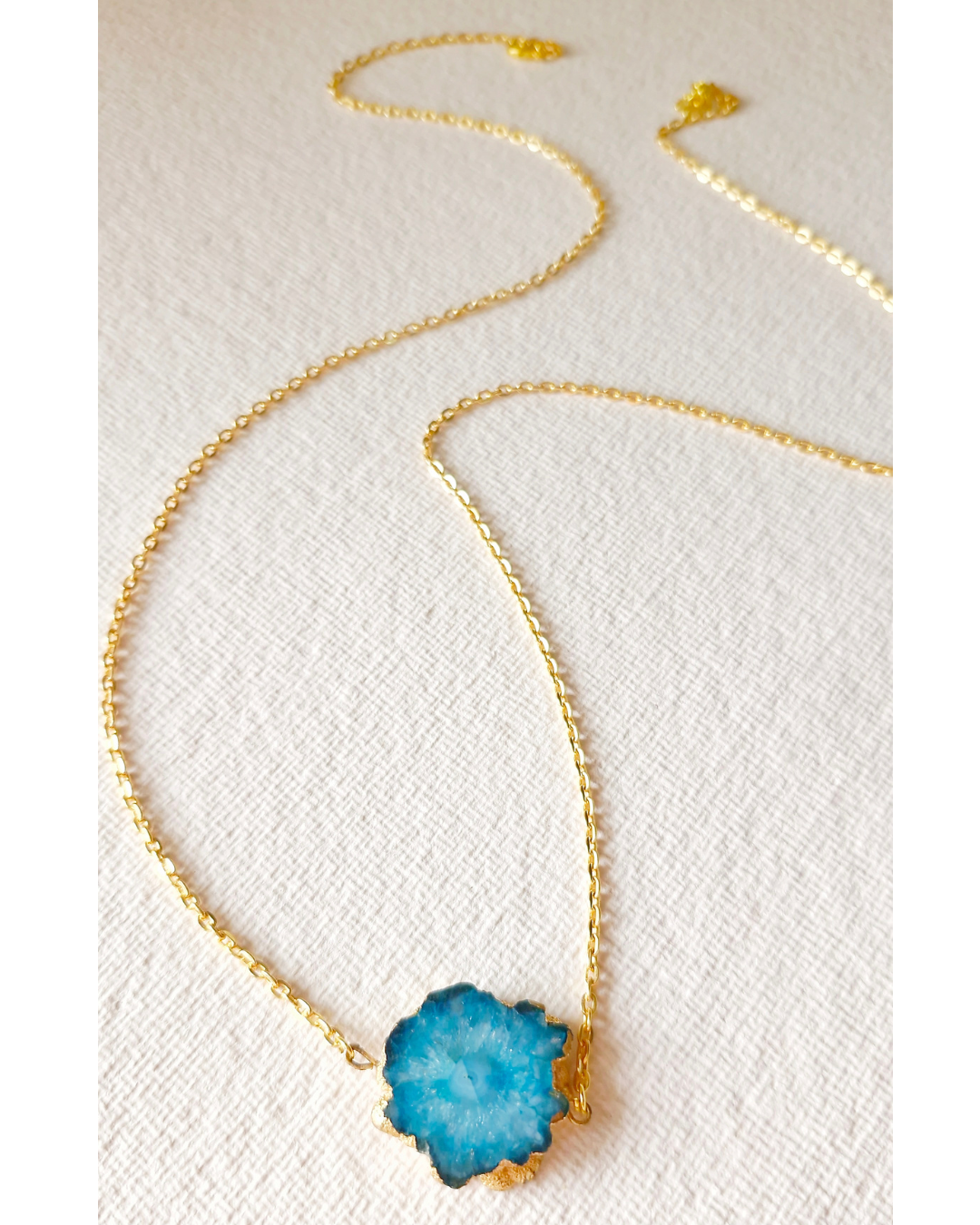 Teal druzy quartz necklace