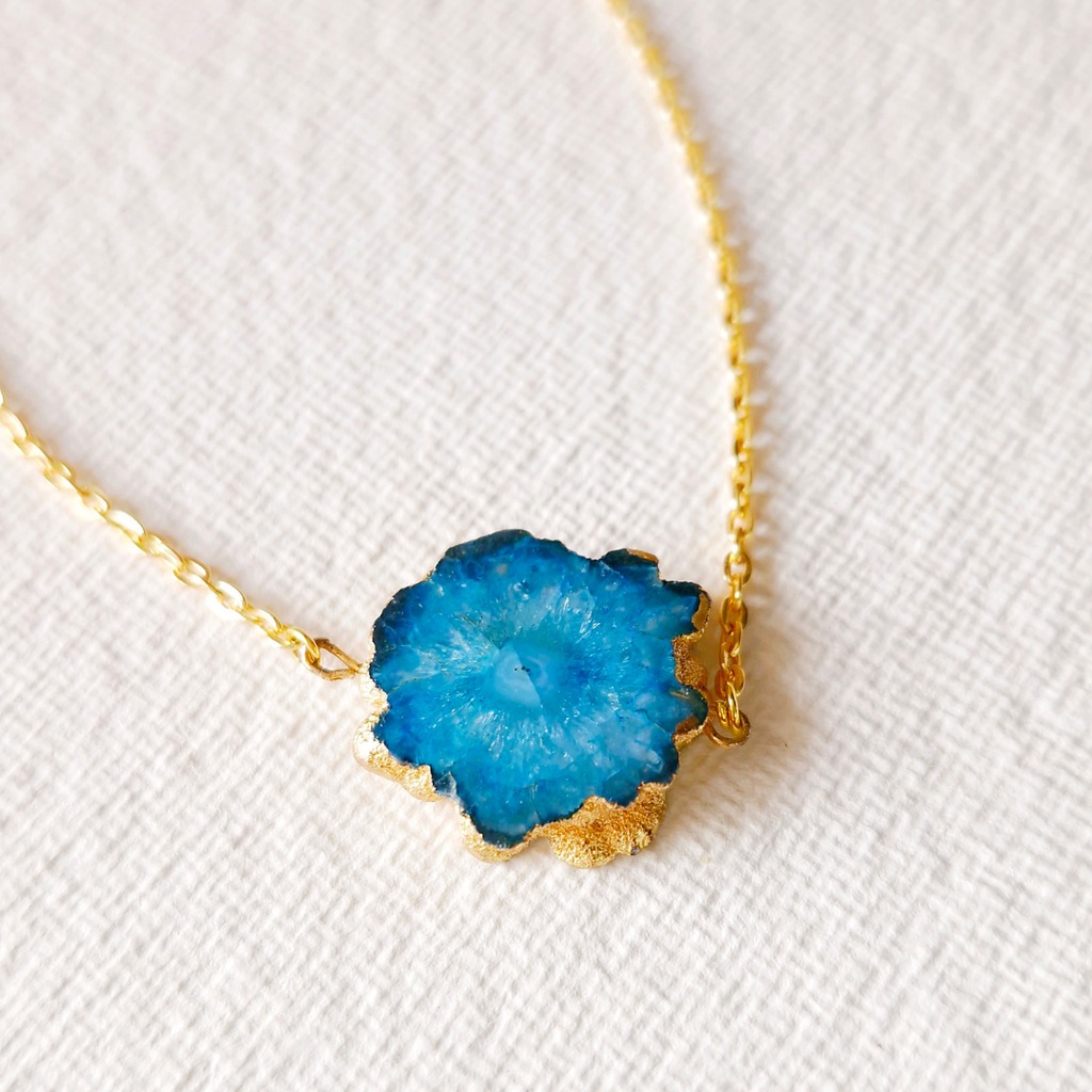 Teal druzy quartz necklace